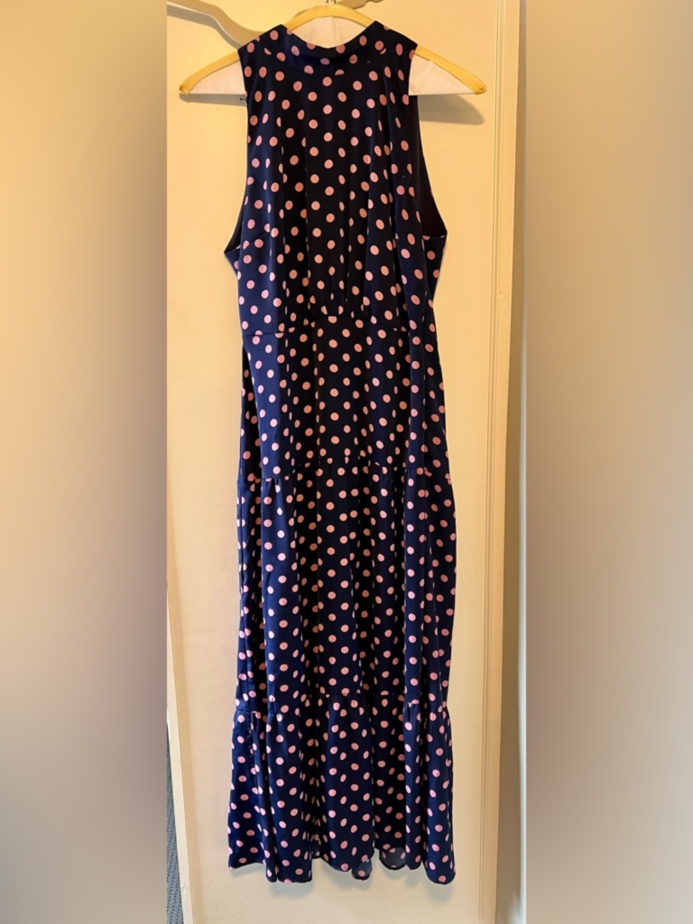 Sam Edelman Navy Polka Dot Tiered Maxi Dress